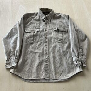 Guide Gear Flannel Shirt Mens Large Beige Solid Long Sleeve Button Up Workwear